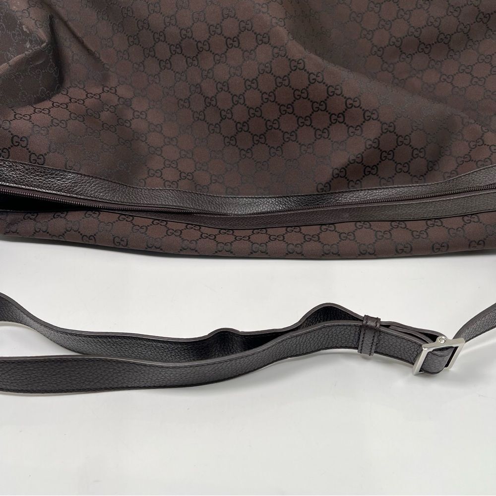 Gucci Monogram GG Nylon Boston Duffle Travel Bag Leather Brown 2Way105669 - Picture 11 of 15